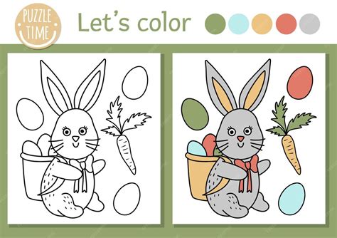 Página para colorir de Páscoa para crianças Coelhinho engraçado com ...