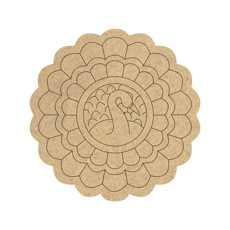 Pre Marked MDF Cutout - Peacock Mandala