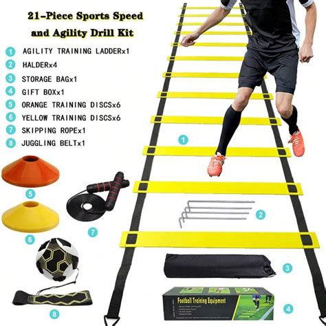 21-teiliges Fußball-Trainingsset für Geschwindigkeit und Beweglichkeit ...