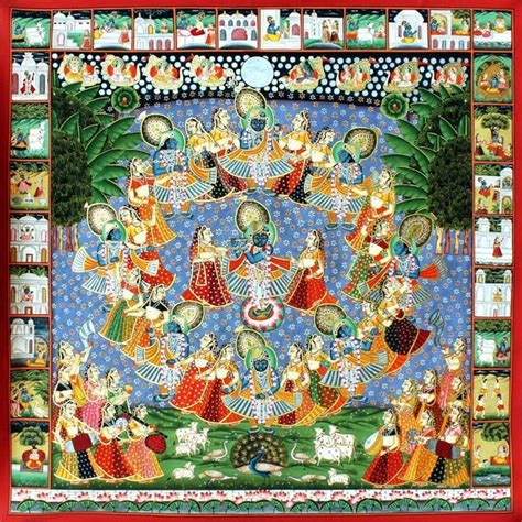 Shrinathji With Gopis Raas Leela - Pichwai Painting by Krishna Pichwai ...