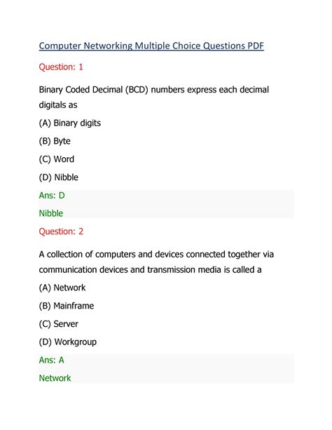 Computer networking multiple choice questions answers - Computer ...