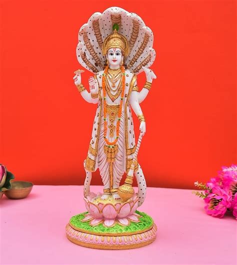 Buy Soni CraftLord Vishnu Idol with Sheshnag | Marble Look Resin Murti ...