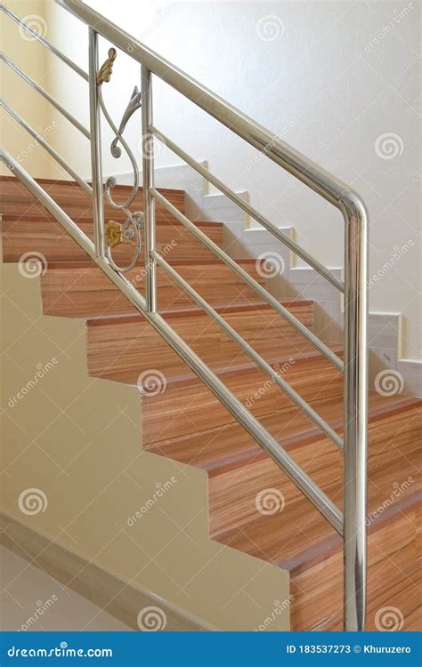Stainless steel handrail stock image. Image of structure - 183537273