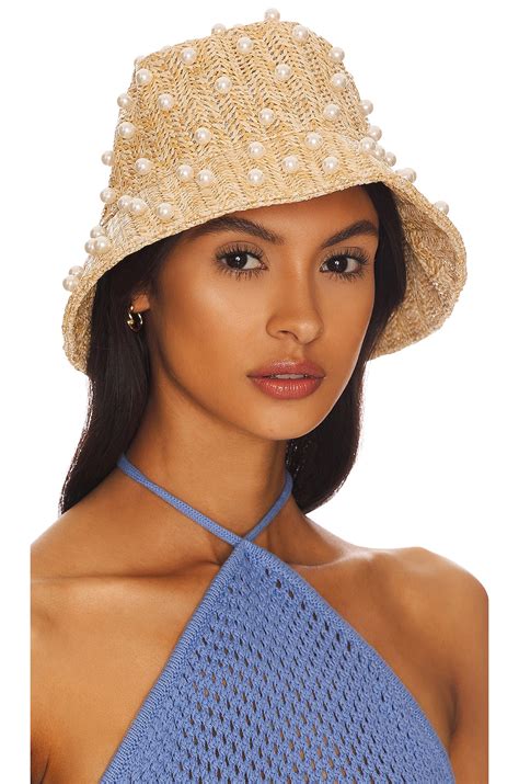 Lele Sadoughi Raffia Crochet Bucket Hat in Natural Pearl | REVOLVE