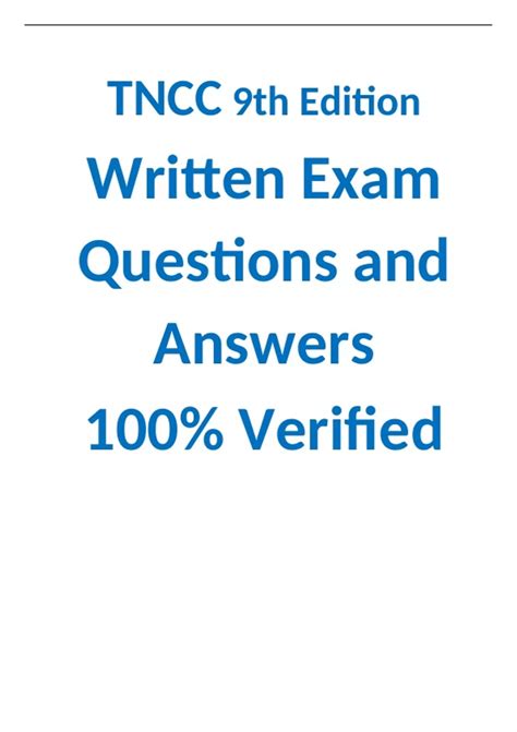 TNCC 9th Edition Written Exam Questions and Answers 100% Verified ...