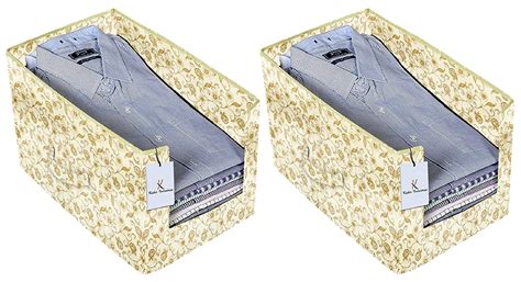Kuber Industries Metallic Printed 2 Piece Non Woven Shirt Stacker ...