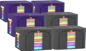 KUBER INDUSTRIES Storage Box Pack of 6 Steel Frame 66 Liter Parachute ...