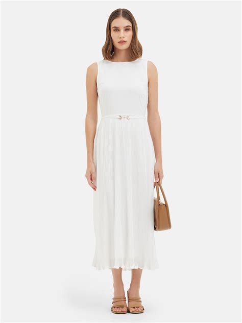 Nadia Pleated Midi Dress – KAZO