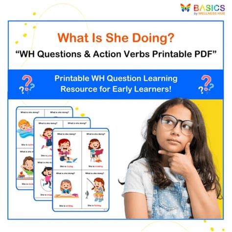 What Is She Doing? WH Questions & Action Verbs Printable PDF