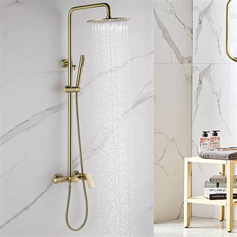 Buy RBROHANT Brushed Gold Exposed Shower System with Tub Spout, 3 ...