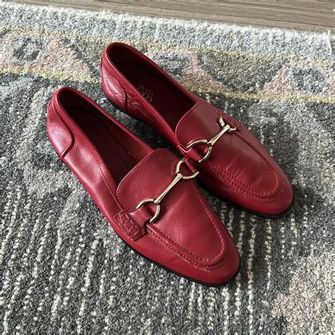 barely worn loafers add a pop of sophisticated red... - Depop