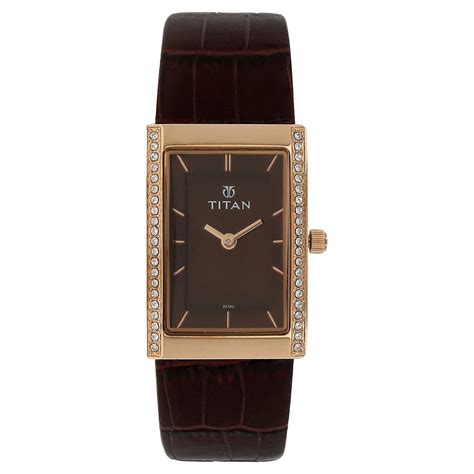 Buy Online Titan Quartz Analog Brown Dial Leather Strap Watch for Women ...