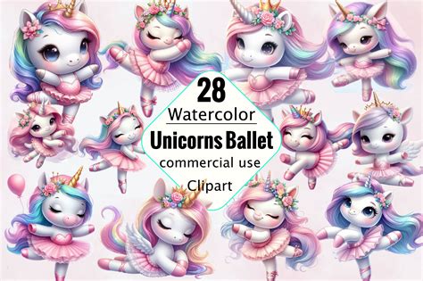 Cute Unicorns Ballet Sublimation Clipart Graphic by SVGArt · Creative ...