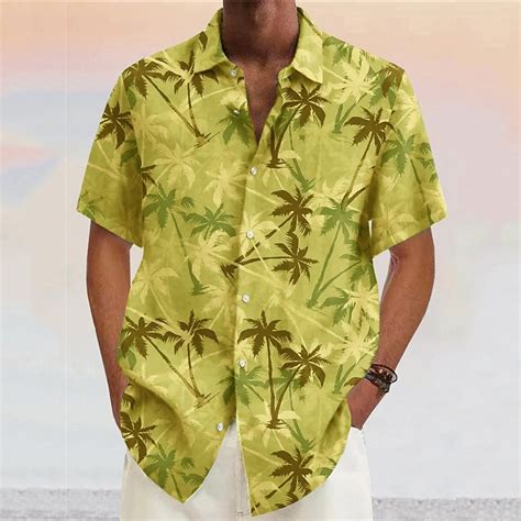 Men's Coconut Tree Tropical Plants Shirt Summer Hawaiian Shirt Aloha ...