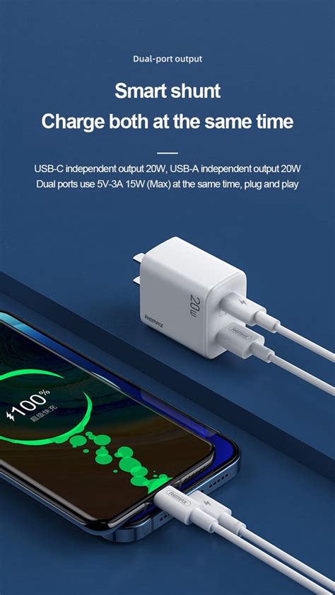 REMAX U88 Quick Charge 20W PD+QC3.0 Travel Adapter Dual Ports Charger ...