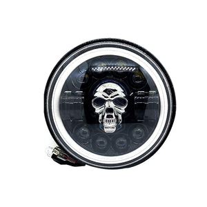 7 Inch Skull Round Led Headlight for Bikes and Cars (12V-80V, 75W to 9