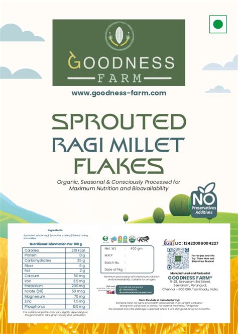 Sprouted Ragi Flakes (400 G) – Goodness Farm