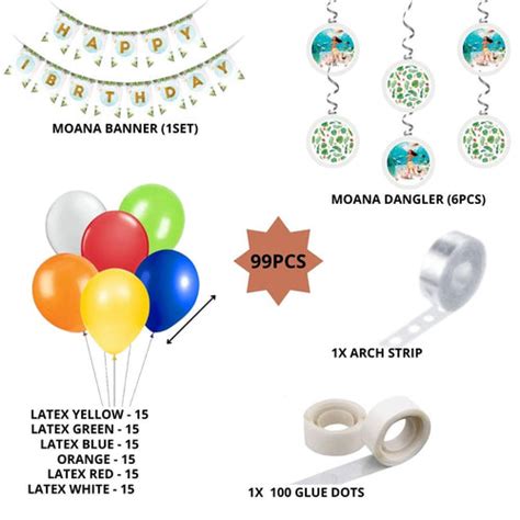 Party Decor Mall Moana Theme Decorations Combo Set 99Pcs for Girl Birt ...