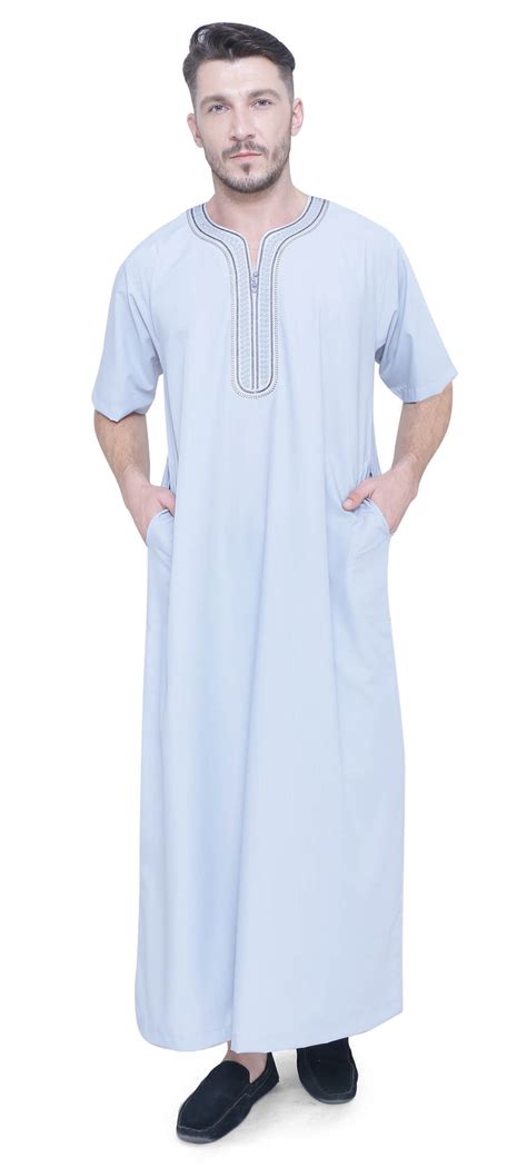 Moroccan Embroidery Thobe Half Sleeves skylight – madnistore.com