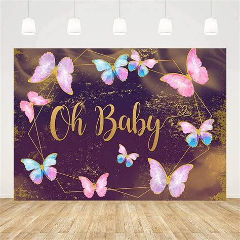Buy ABLIN 7x5ft Butterfly Oh Baby Backdrop Purple Baby Shower ...