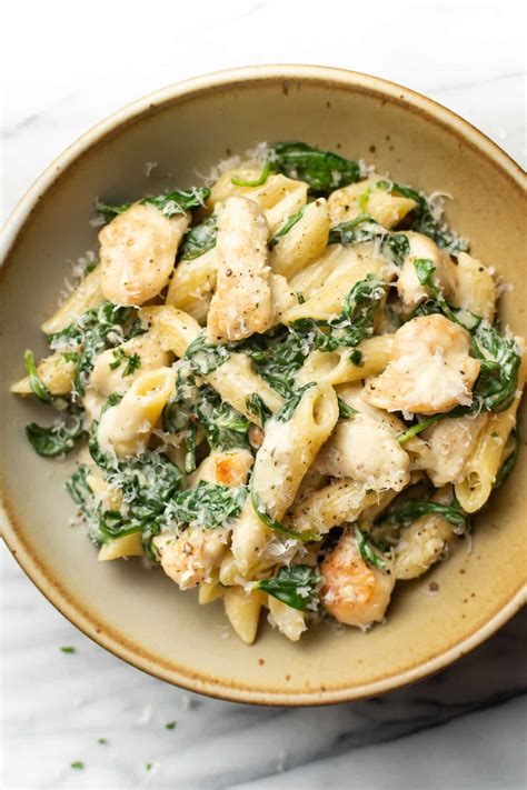 Creamy Chicken Spinach Pasta • Salt & Lavender