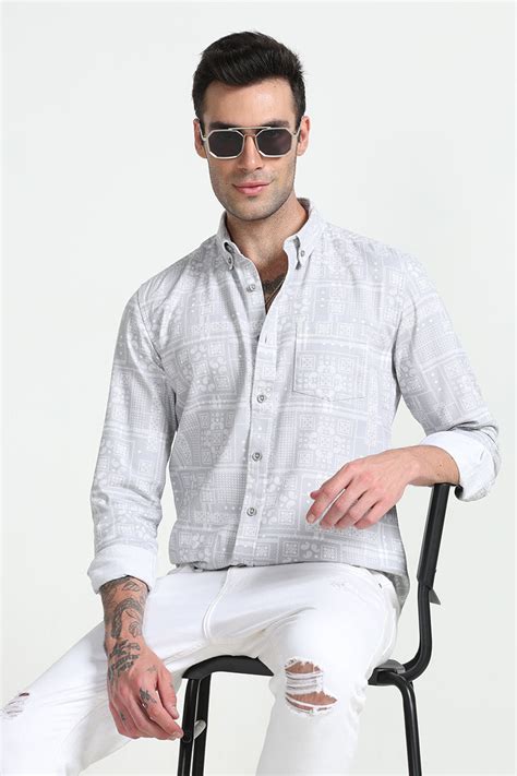 Buy Men's Sonic Paisley Grey Shirt Online | SNITCH