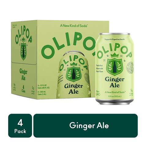 OLIPOP Prebiotic Soda, Ginger Ale, 12 fl oz, 4 Pack, Pantry Packs ...