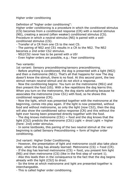 Higher order conditioning - Higher order conditioning Definition of ...