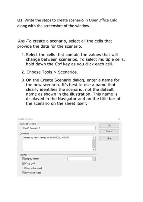 Q1 - gbfdsfbdg gdg sgd sdg - Q1. Write the steps to create scenario in ...