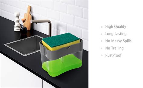 Hervee Plastic 2 in 1 Soap Pump Dispenser with Sponges Holder with Free ...