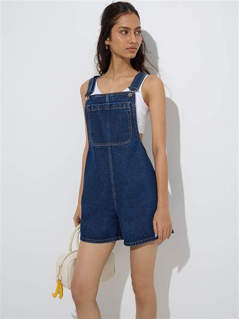 Buy Nuon Dark Blue Denim Dungaree from Westside