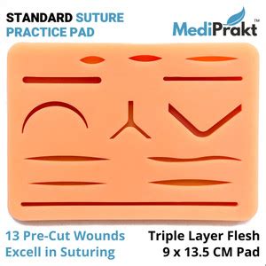MediPrakt | SUTURE PRACTICE PAD (STANDARD) | 3 Layers- Human Skin, Fat ...
