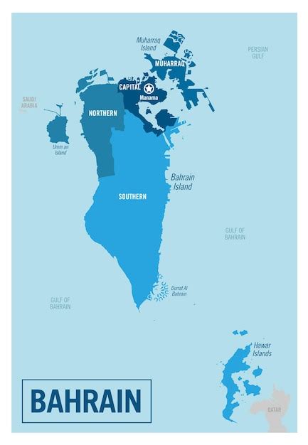 Bahrain country political map detailed vector illustration with ...