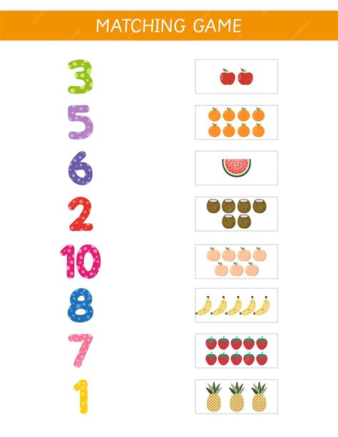 Premium Vector | Number matching game count and match worksheet for ...
