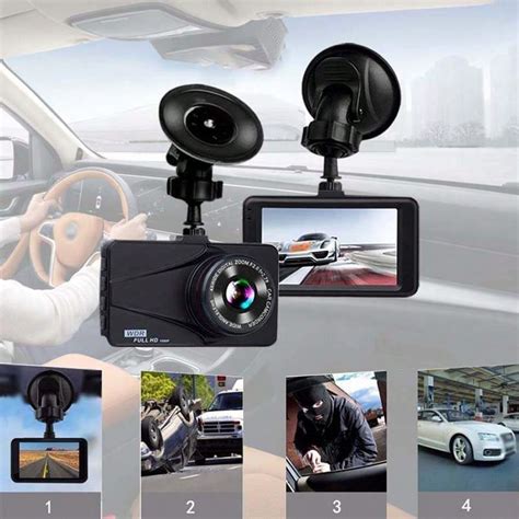 Una dashcam in lega di alluminio nera con schermo IPS da 2,5 pollici ...
