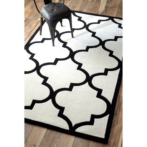 Buy White & Black Hand Tufted Wool Rug Online in India | Rug Room