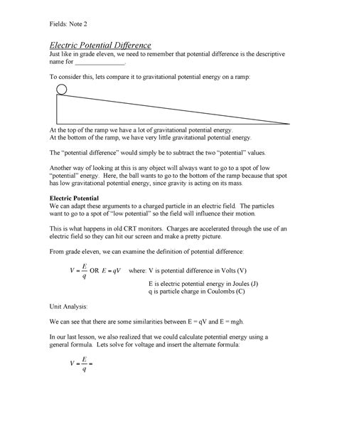 Electric potential difference - Fields: Note 2 Electric Potential ...
