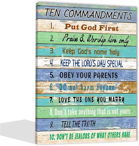 Buy JDKWAY The Ten Commandments Wall Art Canvas Prints Rustic Boho ...