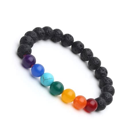 Arihant Gems & Jewels 7 Chakra Lava Bracelet | Natural & Certified | A