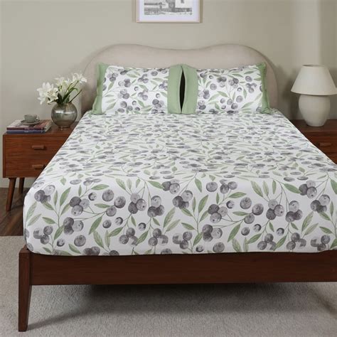 Buy MASPAR Sensory Bloom Cotton 200TC Printed 3Pcs King Fitted Bedsheet ...