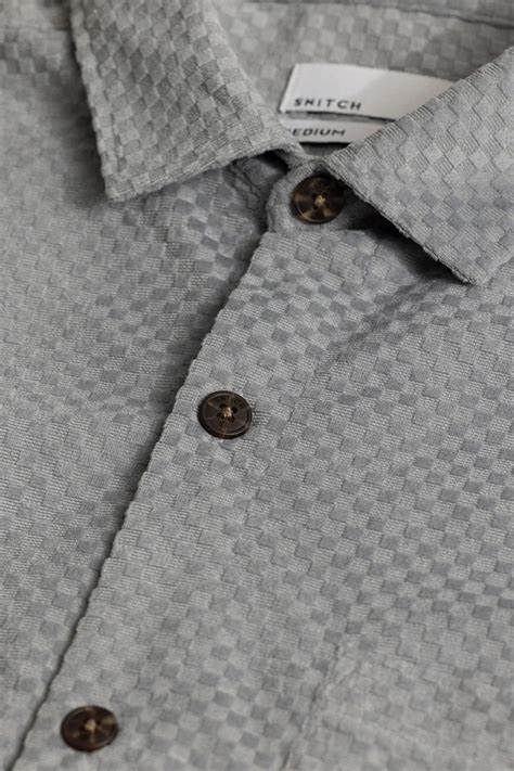 Buy Men's Self Flock Grey Textured Shirt Online | SNITCH