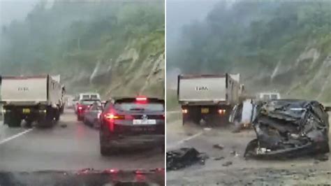 WATCH: Massive rocks crush three cars in Nagaland highway during ...