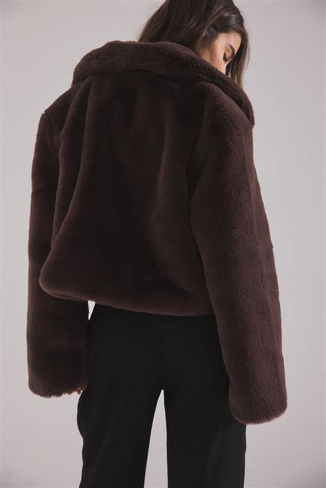 Cropped Faux Fur Jacket Brown | NA-KD