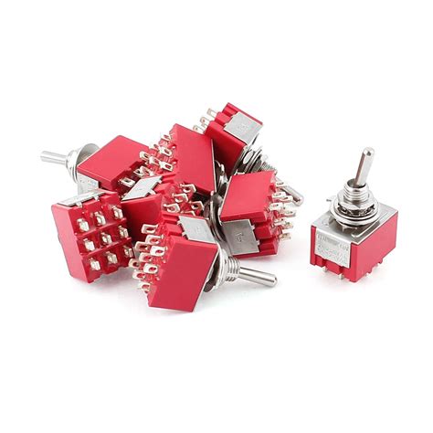 uxcell AC 250V/2A 125V/5A 3PDT ON-ON 2 Positions 9 Pins Toggle Switch 8 ...