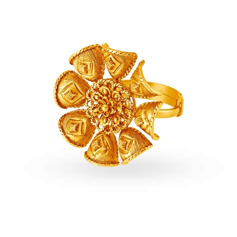 Opulent Floral Gold Finger Ring