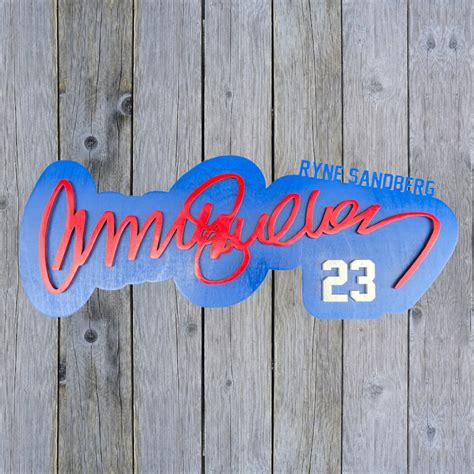 Ryne Sandberg 3D Signature 20 x 7 Royal Wood Wall Sign with Number