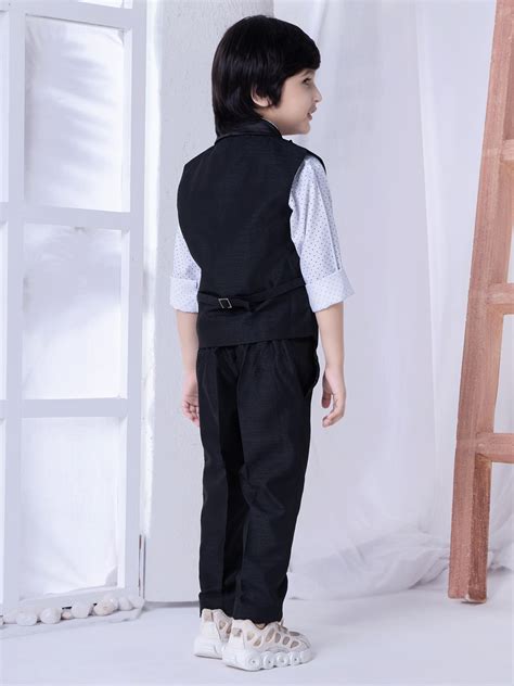 Buy Ministitch Boys 3 Pc Black Jacket Suit Set With Polka Dot White ...
