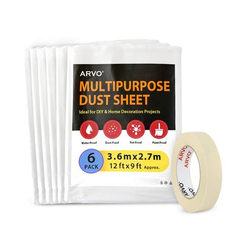 Arvo 6 Pack Extra Large Plastic Dust Sheets 3 6m | Desertcart INDIA