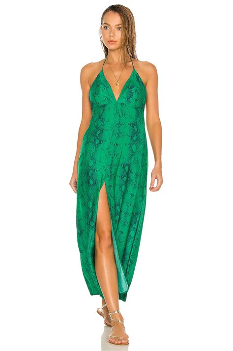Vix Swimwear Luna Long Dress in Green Snake | REVOLVE