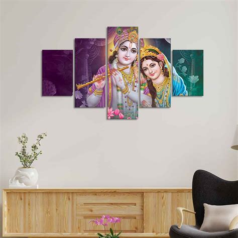 Radha Krishna Religious Wall Painting Set of Five – Homcraft